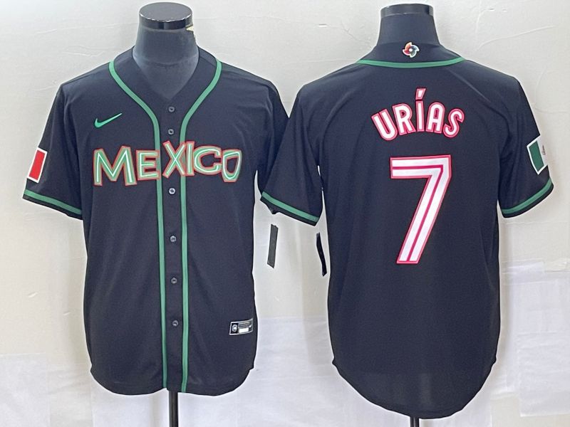 Men 2023 World Cub Mexico #7 Urias Black white Nike MLB Jersey44->more jerseys->MLB Jersey
